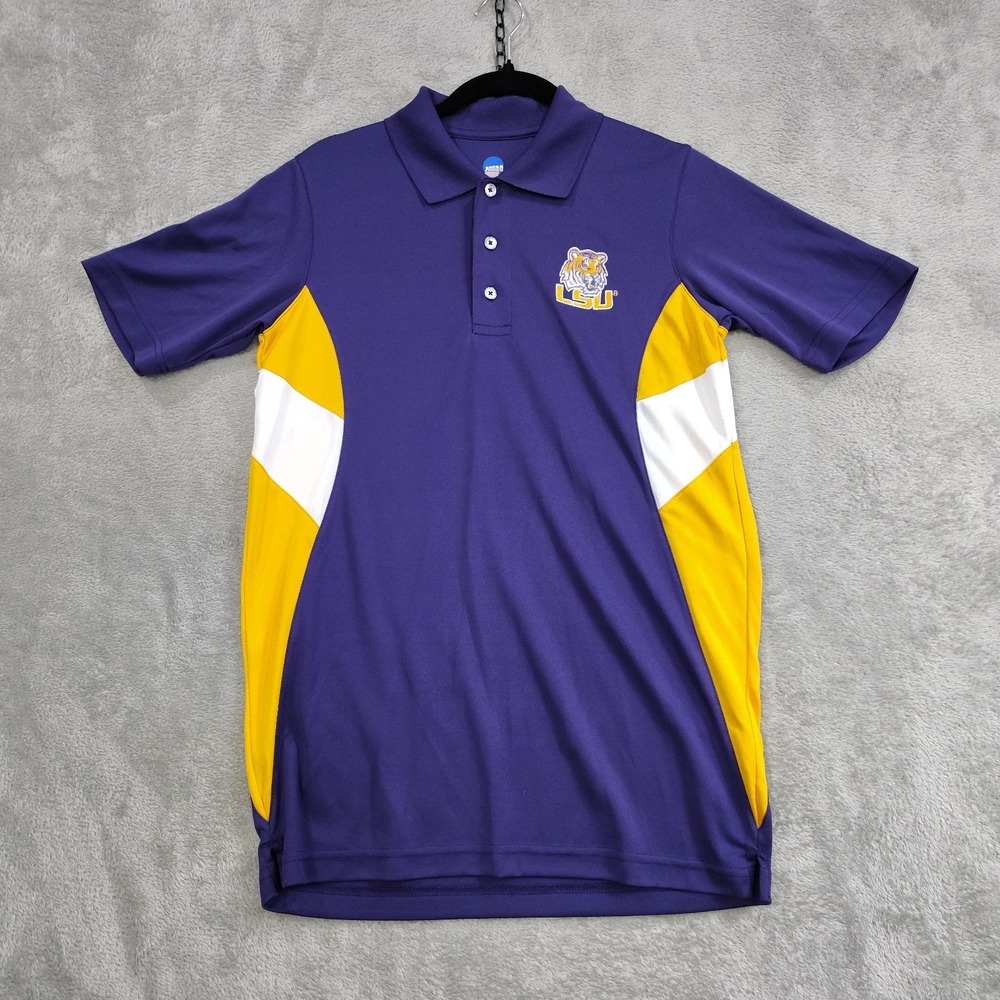 Vtg LSU Tigers‎ Shirt Mens S Purple Embroidered NCAA Polo Contrasting Sides